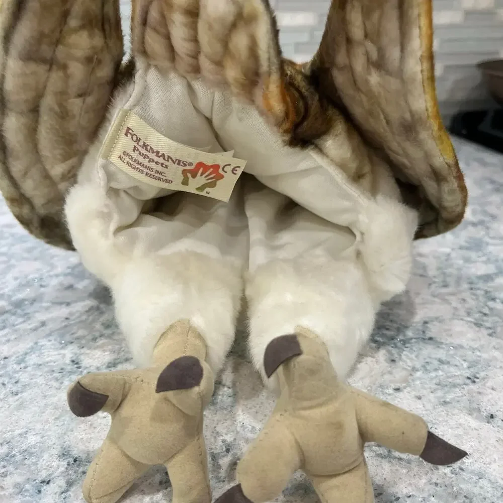 Folkmanis Barn Owl Hand Puppet Realistic Plush Moveable Head & Wings 15
